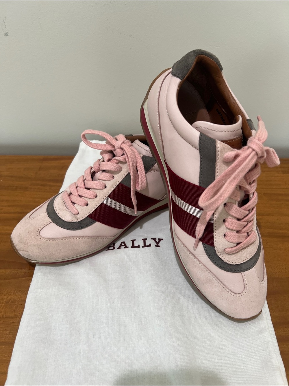 Bally Pink, Burgundy & Gray Women's Leather Suede Sneakers